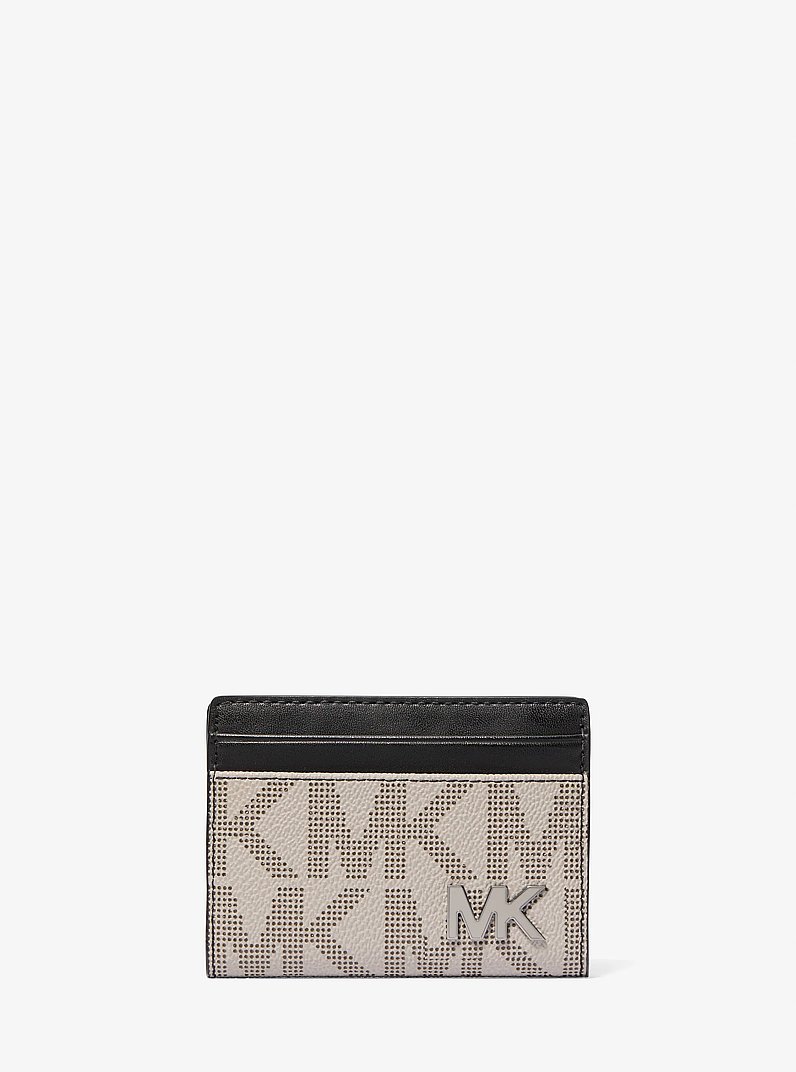 Cooper Large Signature Logo Folio Bi-Fold Wallet in PG/BLK MUL | Michael Kors
