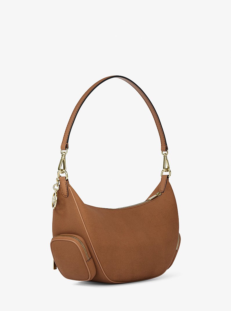 Merritt Medium Suede Convertible Shoulder Bag in LUGGAGE | Michael Kors