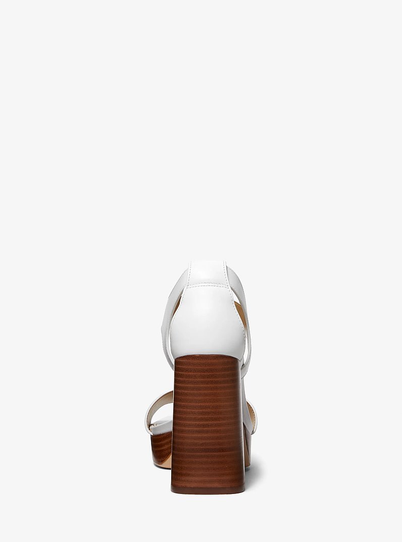 Berkley Leather Block-Heel Sandal in OPTIC WHITE | Michael Kors