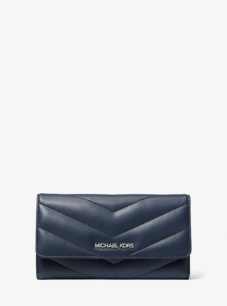 Jet Set Travel Large Quilted Tri-Fold Wallet in AZUL MARINO | Michael Kors
