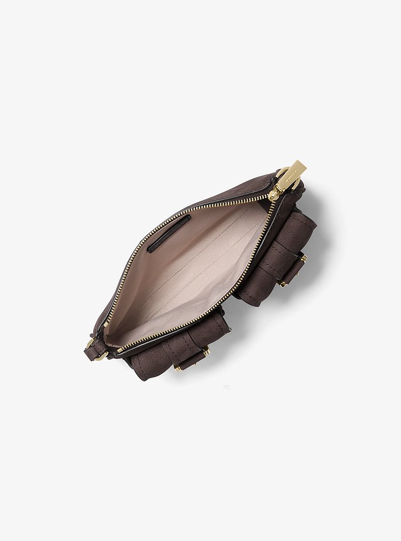 Zoe Small Suede Convertible Pochette in CHOCOLATE | Michael Kors
