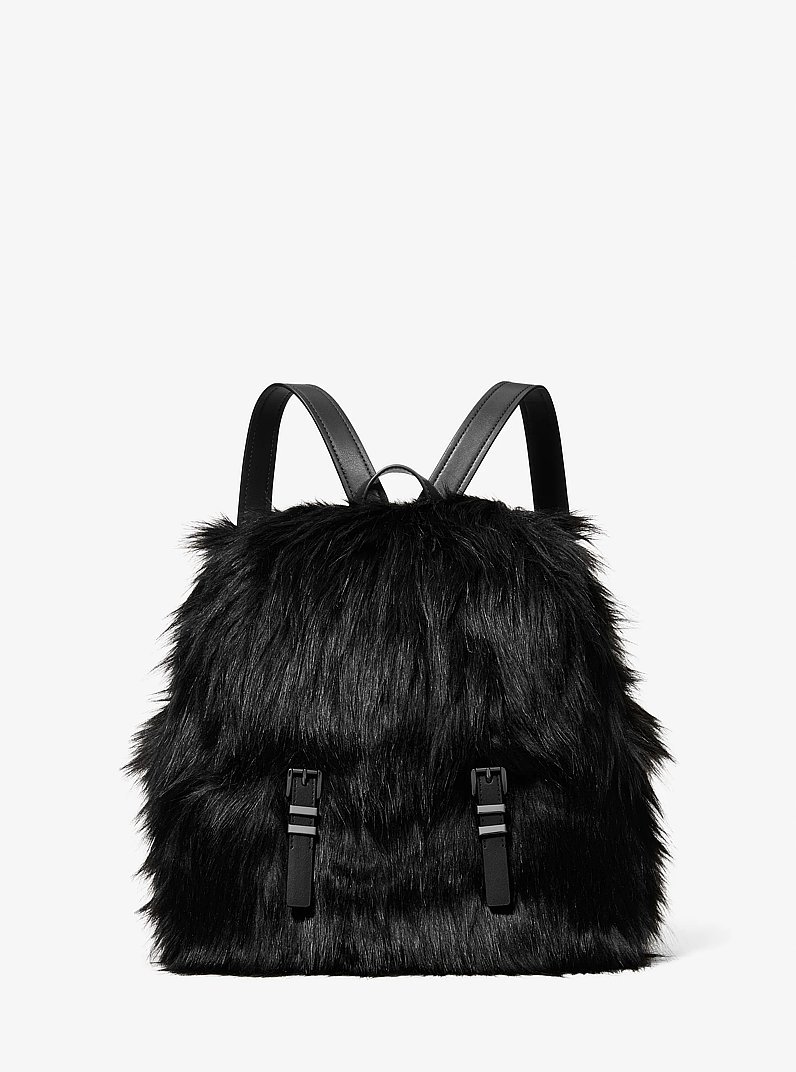 Quinn Medium Faux Fur Backpack in BLACK | Michael Kors
