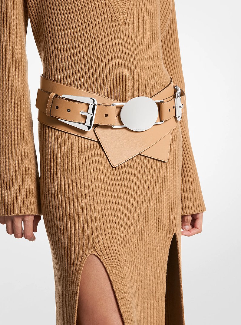 Gloria Leather Belt in CAMEL | Michael Kors