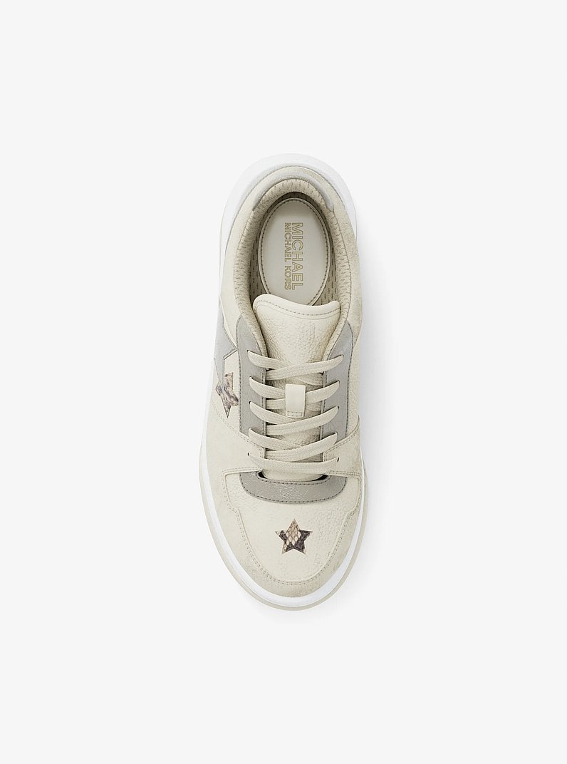 Lexi Embellished Mixed-Media Sneaker in CREAM | Michael Kors