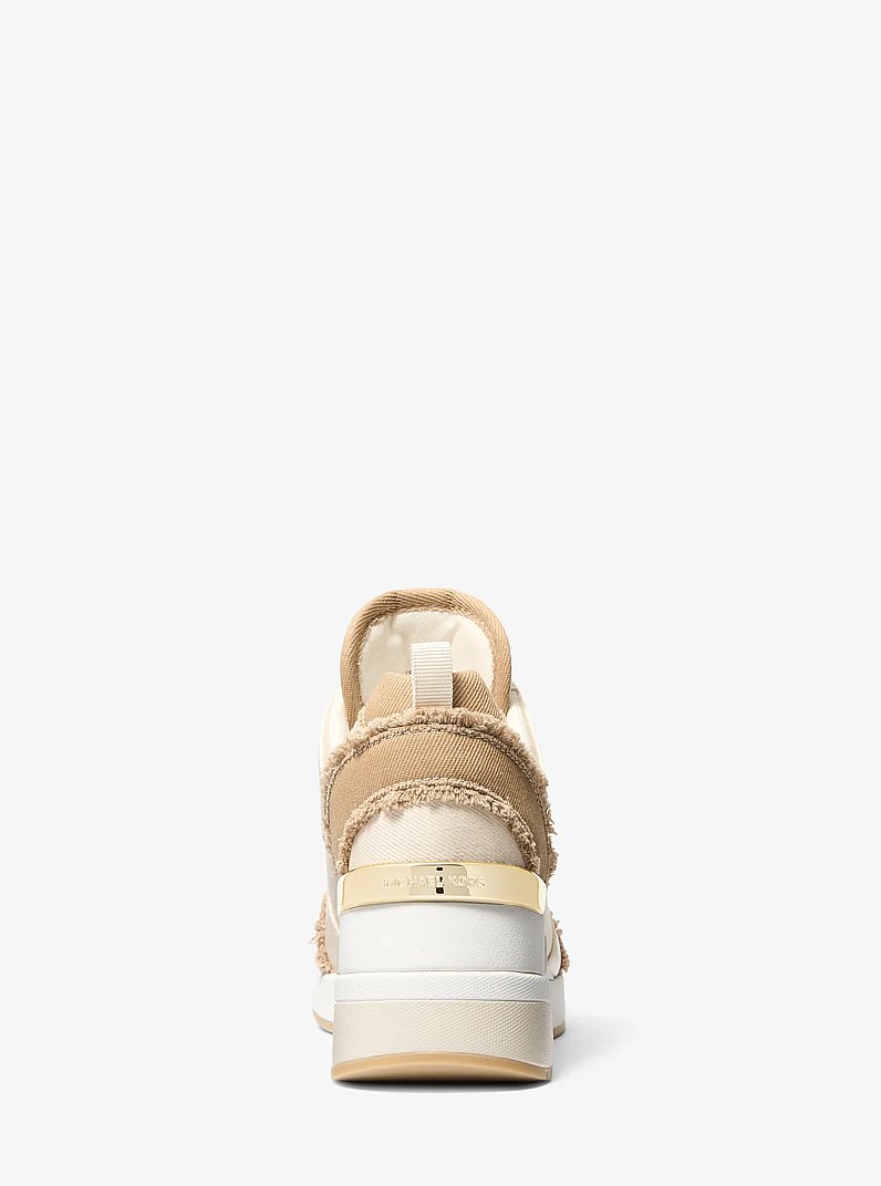 Georgie Two-Tone Denim Wedge Trainer in LT CREAM | Michael Kors