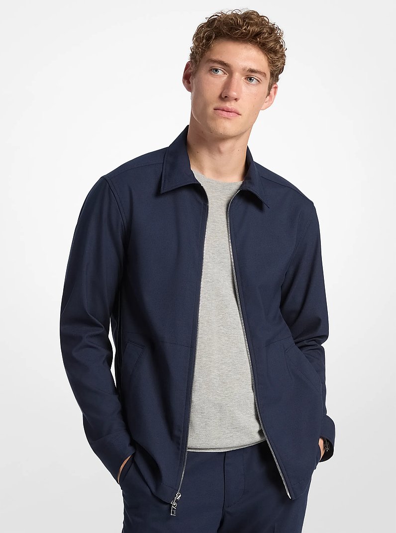 Chaqueta tipo camisa tejida con cremallera in MEDIANOCHE | Michael Kors