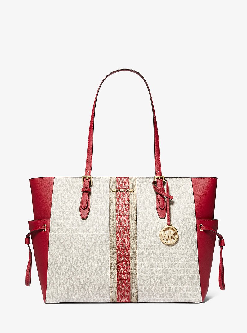 Gilly Large Color-Block Logo and Leather Tote Bag