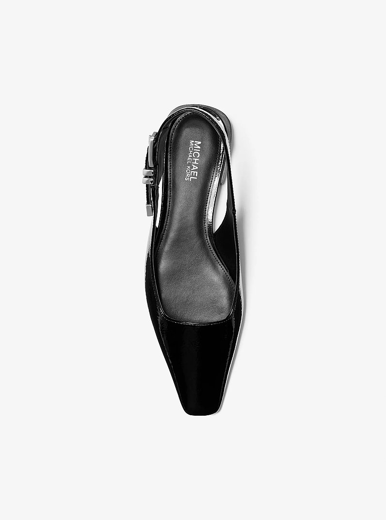 Darrington Crackled Patent Leather Flat in BLACK | Michael Kors