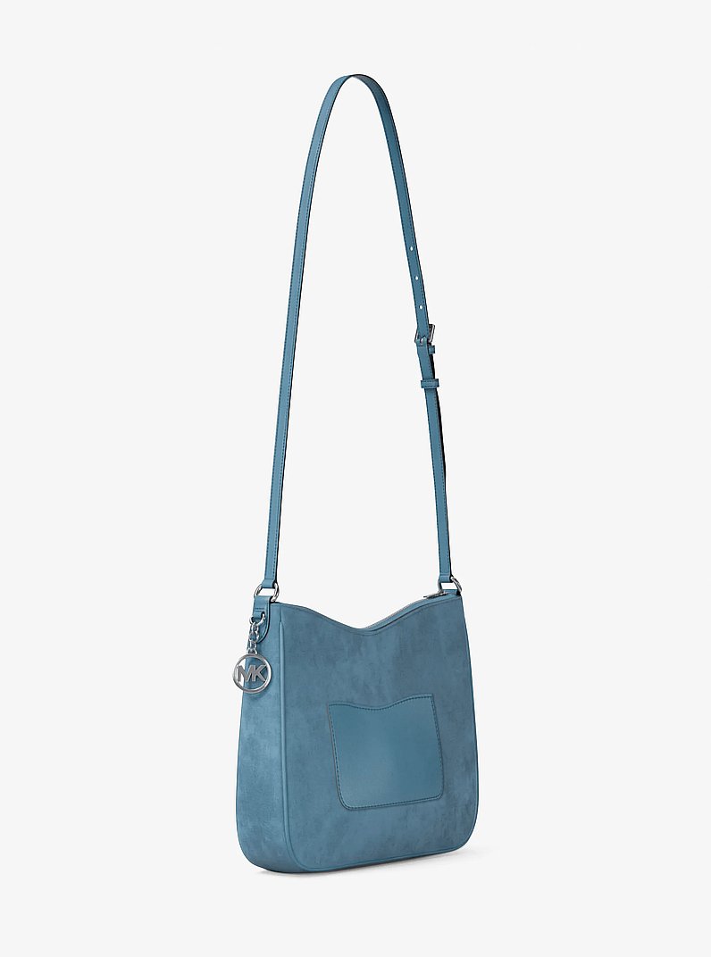 Nayla Medium Suede Messenger Bag in DENIM | Michael Kors