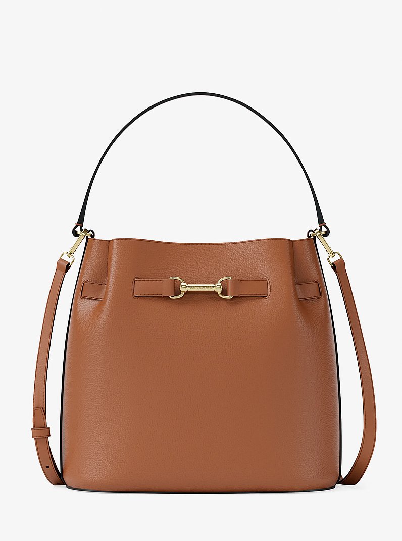 Carson Medium Pebbled Leather Convertible Bucket Crossbody Bag in