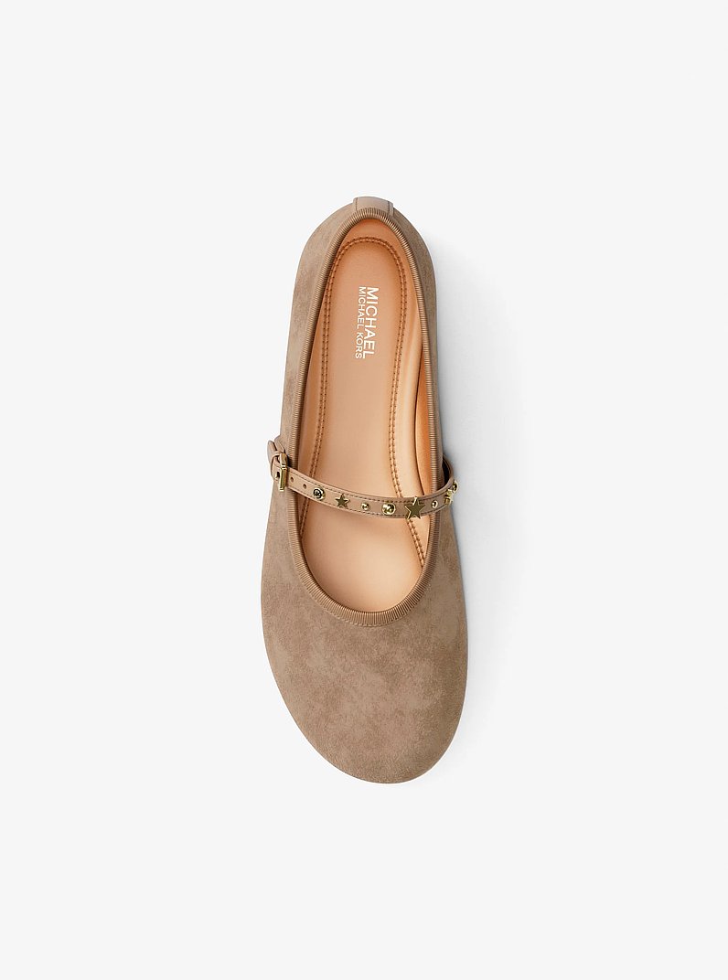 Bailarina Phoebe de piel con adornos in CAMEL | Michael Kors