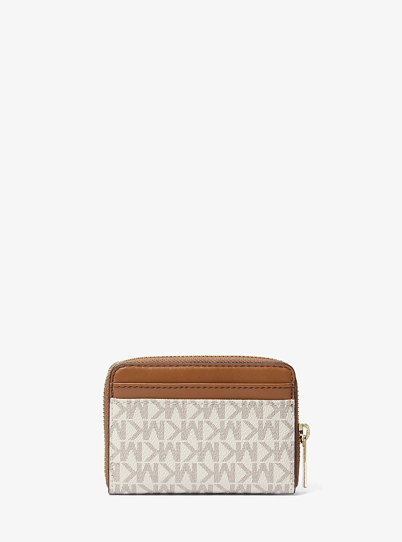 Jet Set Travel Medium Logo Zip-Around Card Case in VANILLA | Michael Kors
