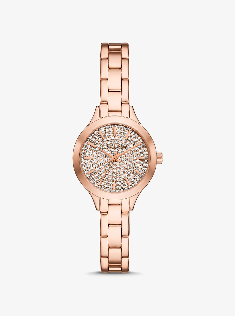 Mini Aspyn Pav&eacute; Rose Gold-Tone Watch in ROSE GOLD | Michael Kors