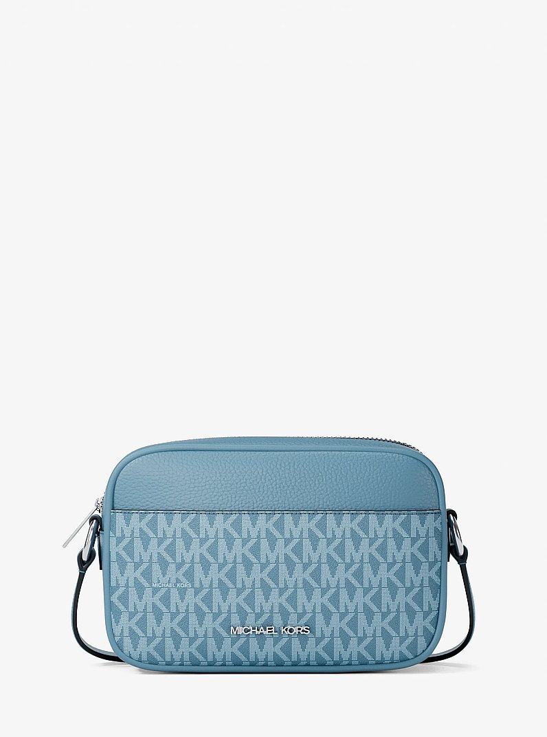 Jet Set Travel Small Signature Logo Camera Crossbody Bag in DENIM | Michael Kors
