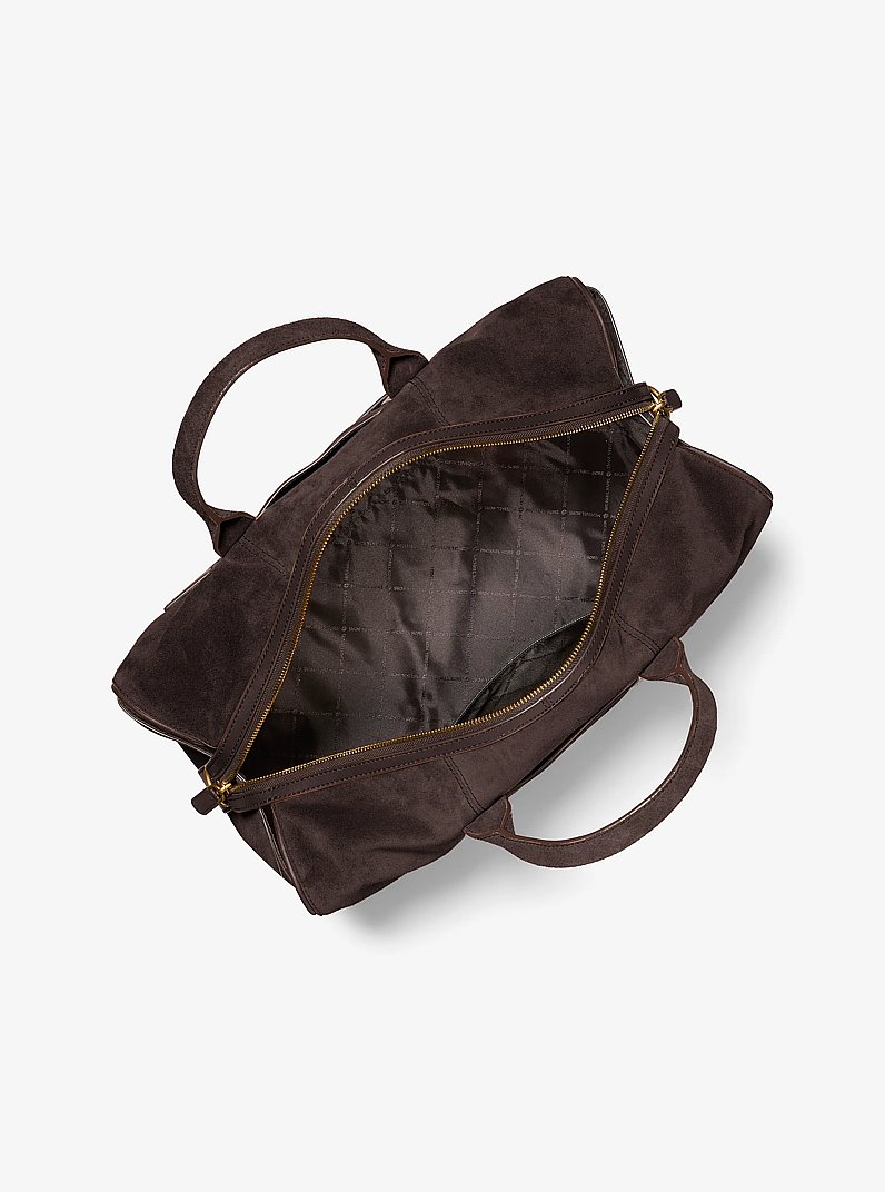 Nicholas Medium Suede Slouch Duffel Bag in CHOCOLATE | Michael Kors