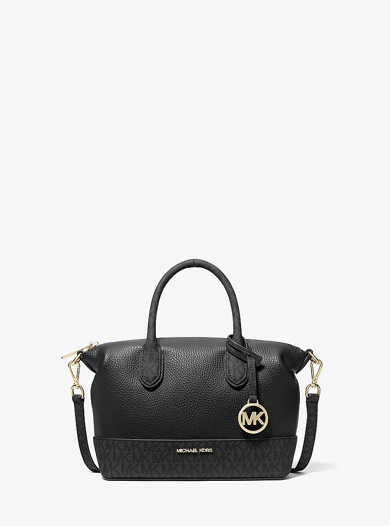 Borsa a mano Hyde piccola con finitura martellata e logo in NERO | Michael Kors