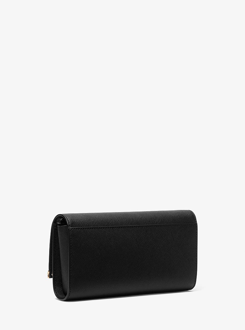 Mona Large Saffiano Leather Clutch