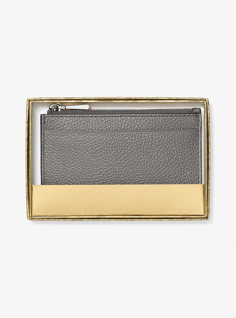 Jet Set Small Pebbled Leather Card Case in STORM | Michael Kors