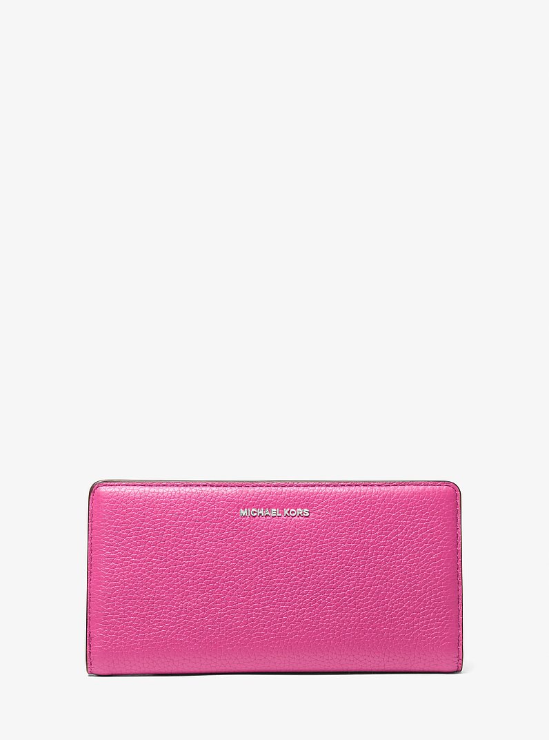 Bryant Large Pebbled Leather Snap-Front Wallet in RASPBERRY | Michael Kors