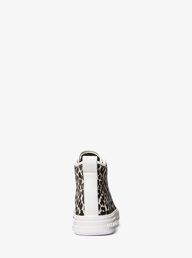 Evy Leopard Print Calf Hair High-Top Sneaker in BLACK COMBO | Michael Kors