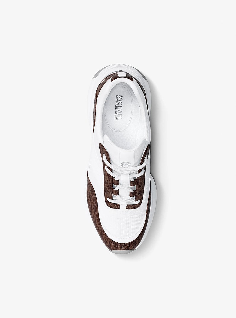 Kaia Signature Logo Trainer in OP WHT/BROWN | Michael Kors