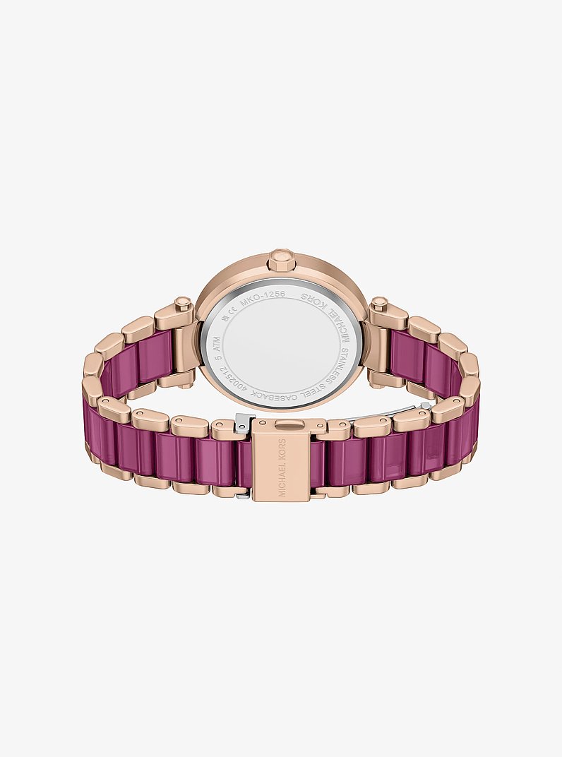Oversized Parker Pav&eacute; Pink-Tone Watch in ROSE GOLD | Michael Kors