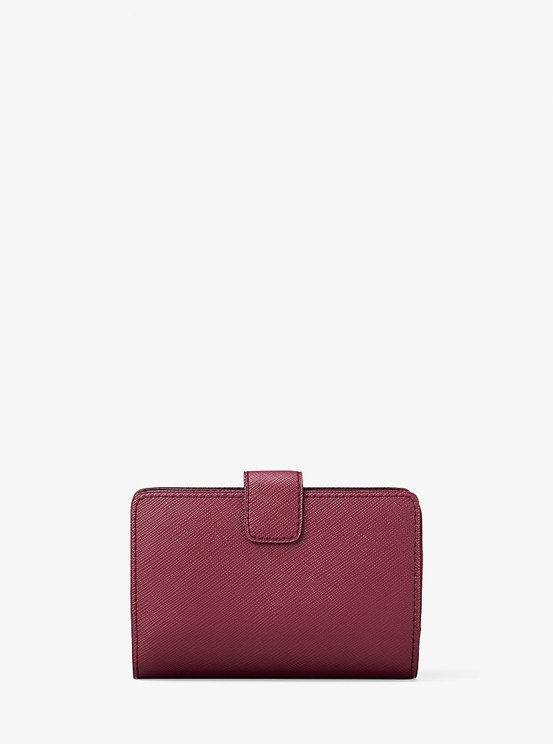Medium Saffiano Leather Wallet in MAROON | Michael Kors