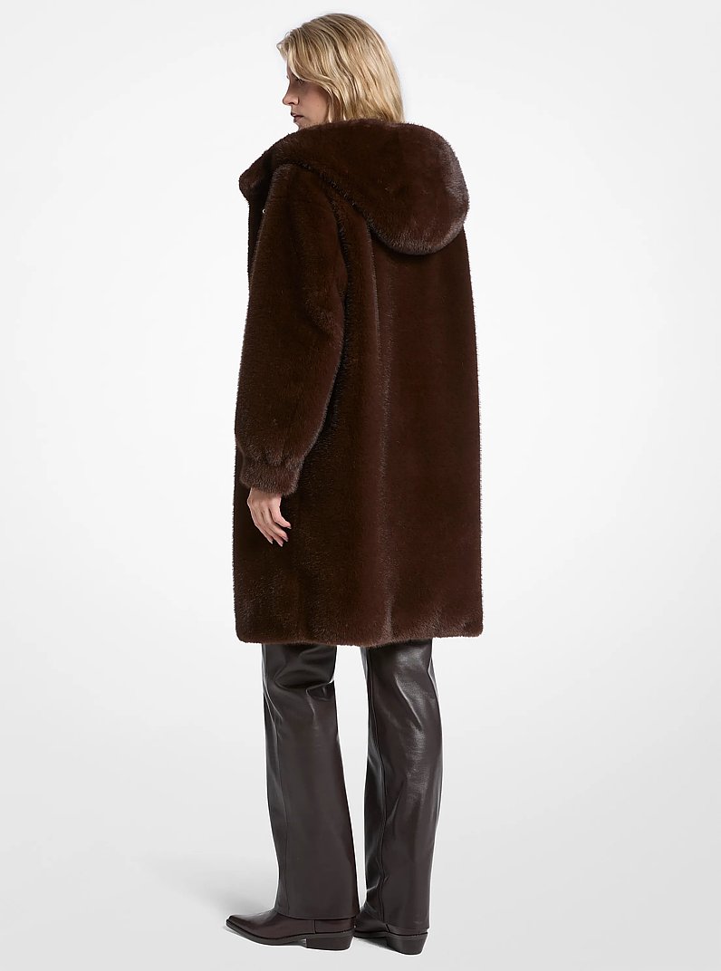 Faux Fur Hooded Coat in CHOCOLATE | Michael Kors
