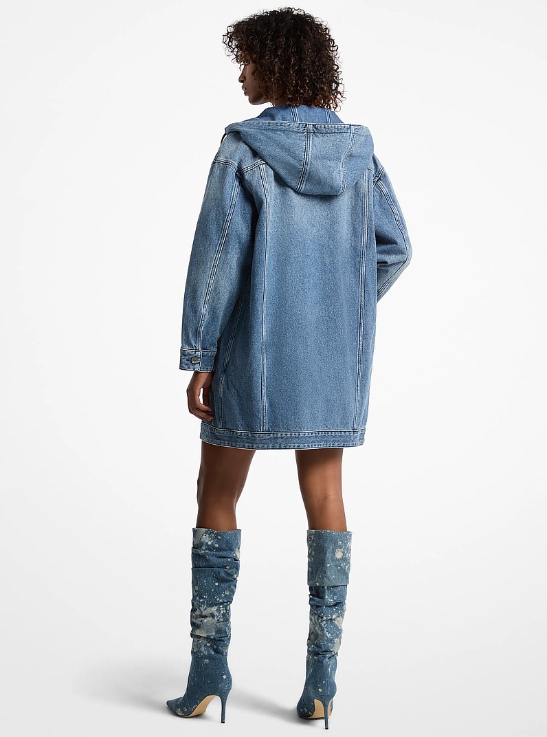 Oversized Hooded Denim Coat in UNION WASH | Michael Kors