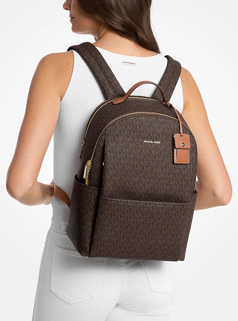 Sable Large Signature Logo Backpack in BRN/ACORN | Michael Kors