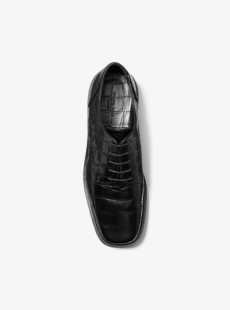 Marte Crocodile Embossed Leather Oxford in BLACK | Michael Kors