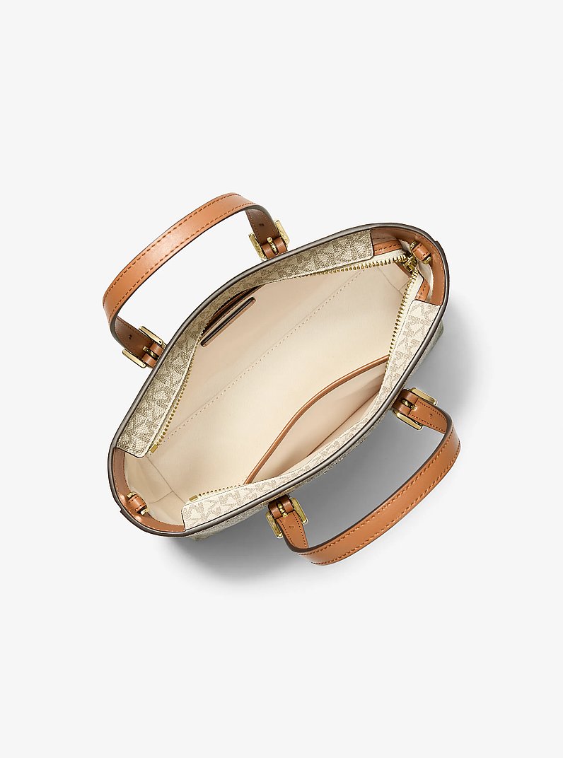 Quinn Small Signature Logo Convertible Crossbody Bag in VANILLA/ACORN | Michael Kors