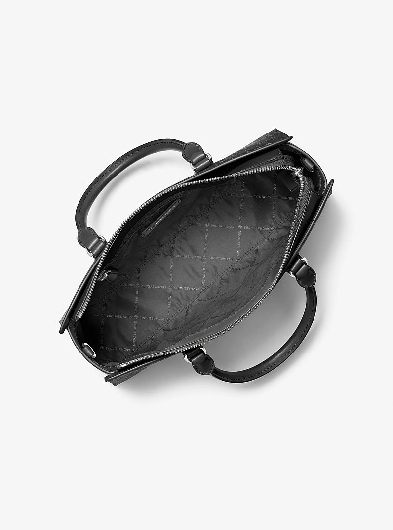 Arden Medium Printed Signature Logo Satchel in BLACK - Sale