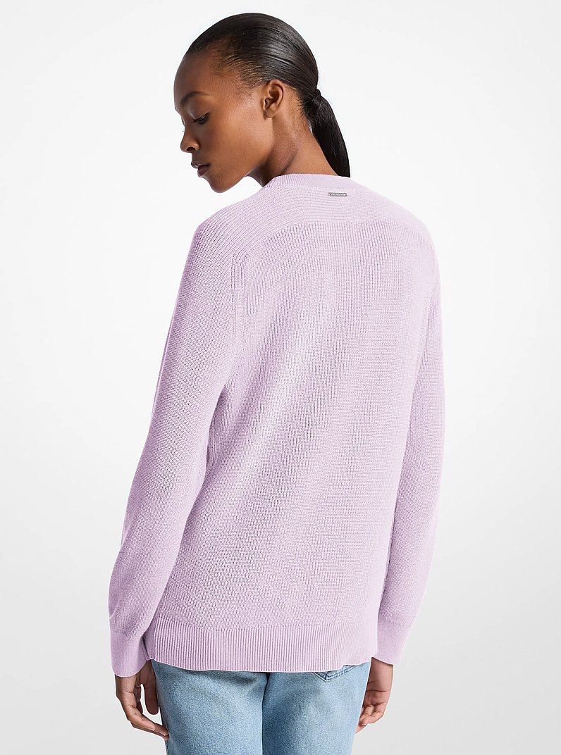 Braided Logo Cotton Blend Sweater in QUARTZ | Michael Kors