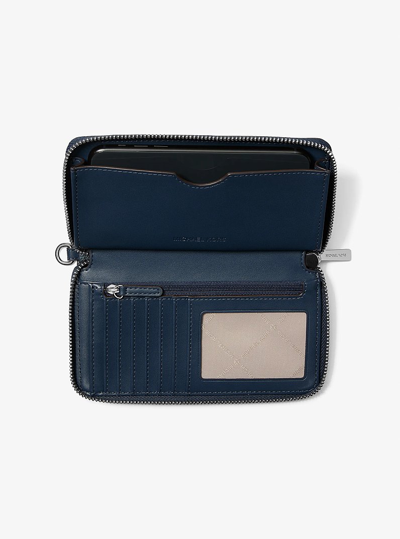 Jet Set Travel Large Striped Signature Logo Smartphone Wallet in NAVY | Michael Kors