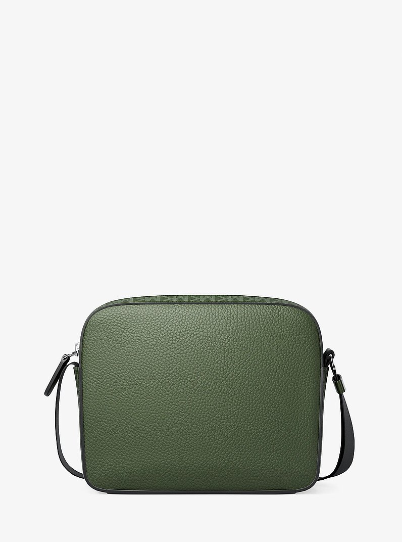 Cooper Medium Pebbled Leather and Signature Logo Camera Crossbody Bag in MOSS | Michael Kors