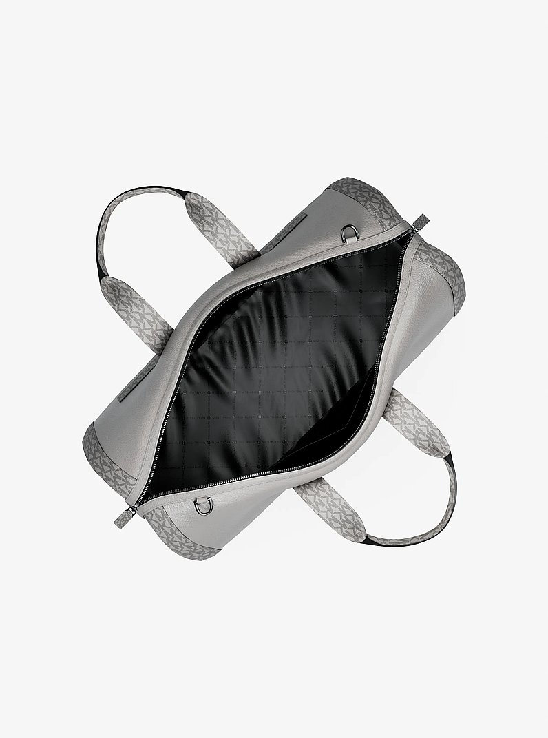 Cooper Pebbled Leather and Signature Logo Duffel Bag in PEARL GREY | Michael Kors