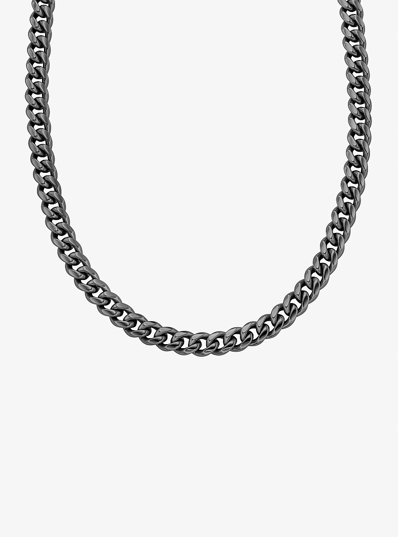 Precious Metal-Plated Brass Curb-Link Chain Necklace in GRIS ACIER | Michael Kors