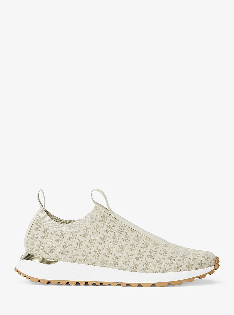 Bodie Metallic Logo Knit Slip-On Sneaker in CREAM | Michael Kors