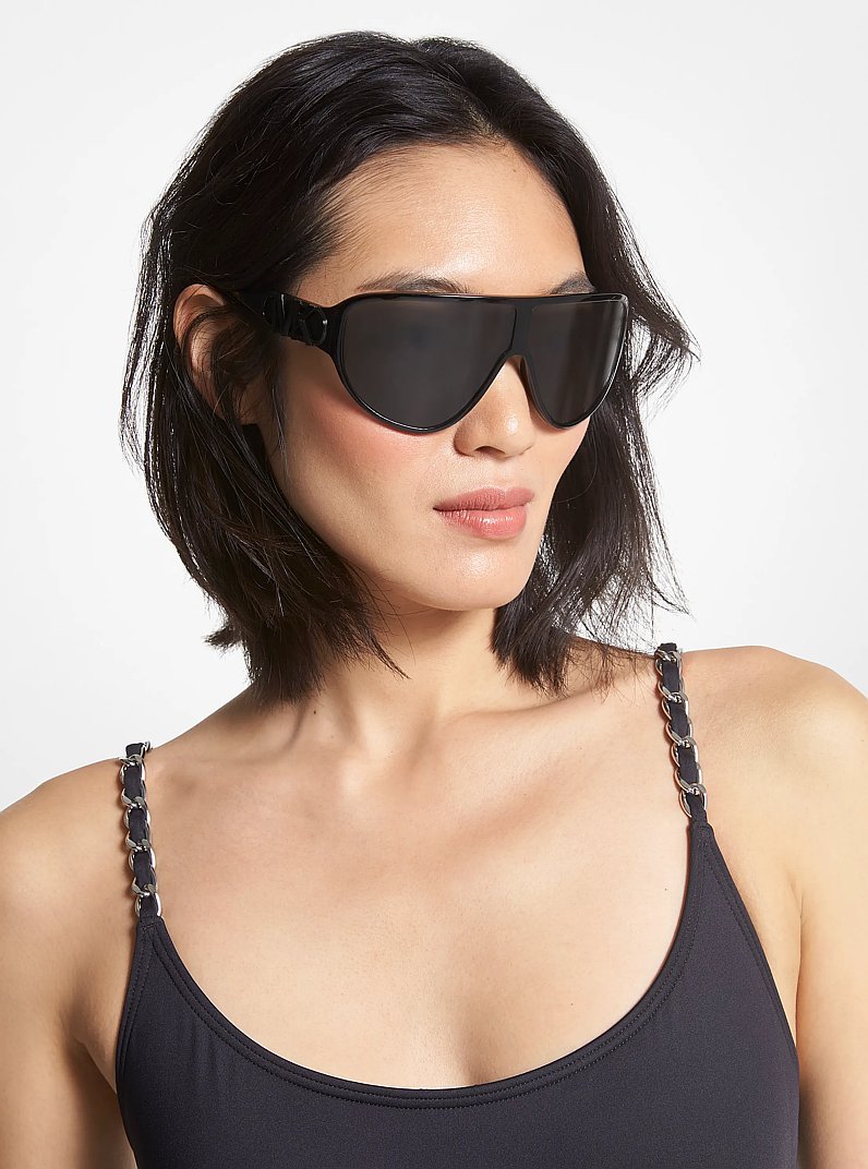 Shield-Sonnenbrille Empire in SCHWARZ | Michael Kors