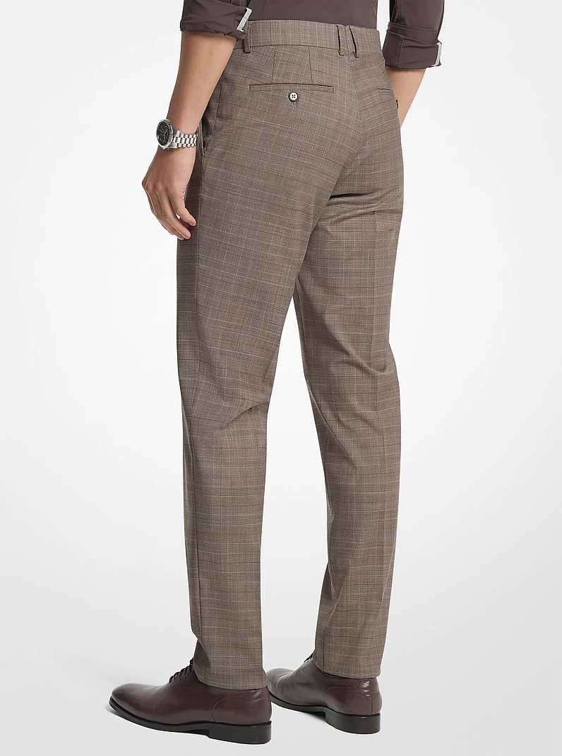 Slim-Fit Glen Check Wool Blend Trousers in BROWN MULTI | Michael Kors