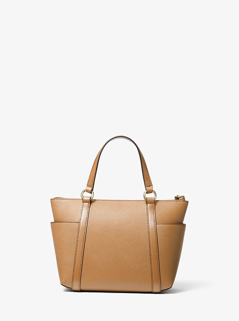 Sullivan Small Saffiano Leather Top-Zip Tote Bag in CAMEL | Michael Kors