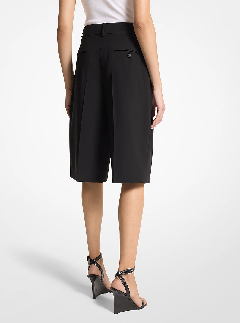 Wool Serge Pleated Shorts in BLACK | Michael Kors