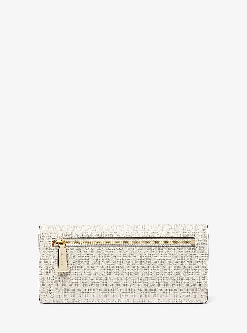 Jet Set Large Signature Logo Wallet in VANILLA/ACORN | Michael Kors