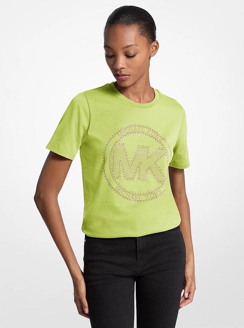 Camiseta de punto de algod&oacute;n org&aacute;nico con logotipo con tachuelas in LIMA | Michael Kors