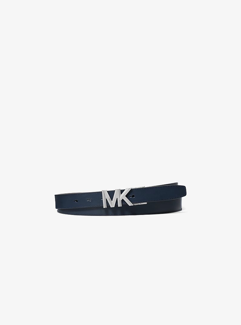 Reversible Signature Logo and Leather Belt in ADMRL/PLBLUE | Michael Kors