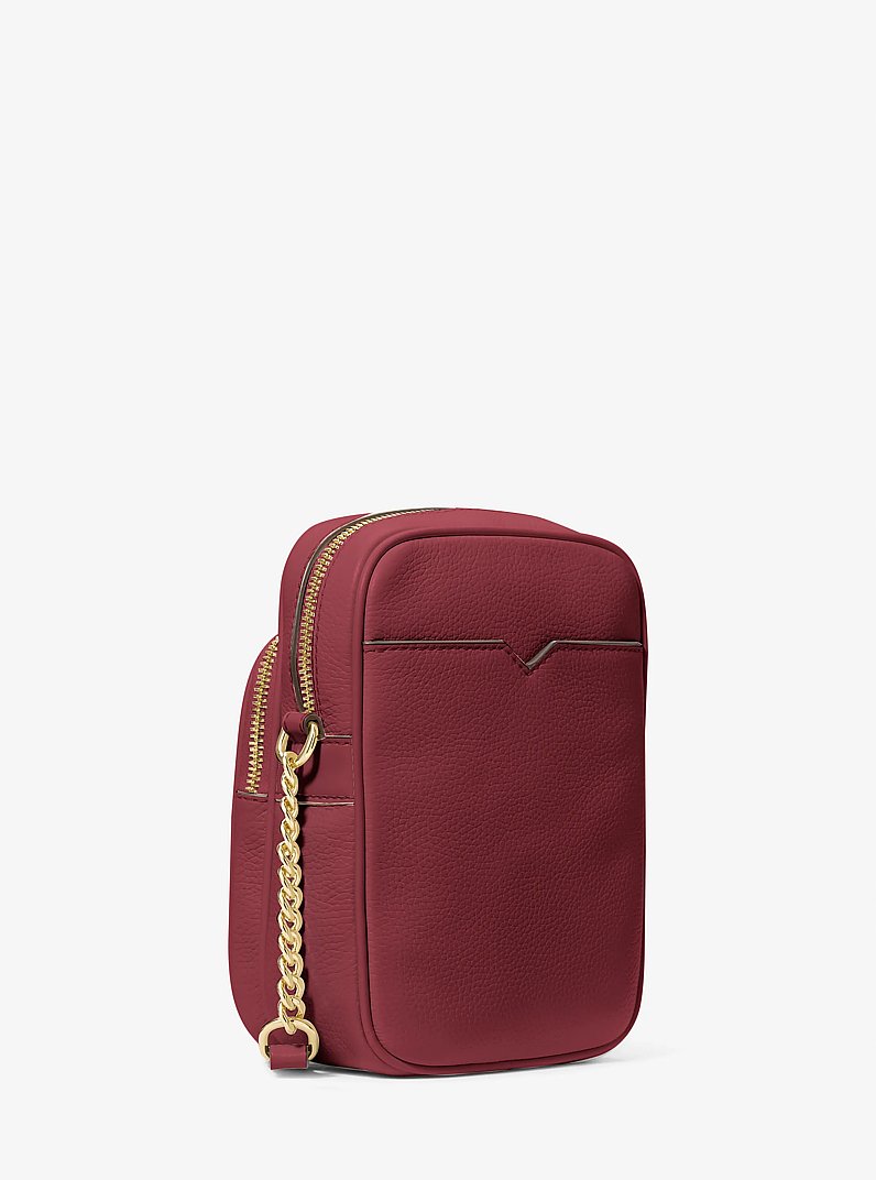 Borsa a tracolla Jet Set Travel media in pelle martellata in ROSSO SCURO | Michael Kors
