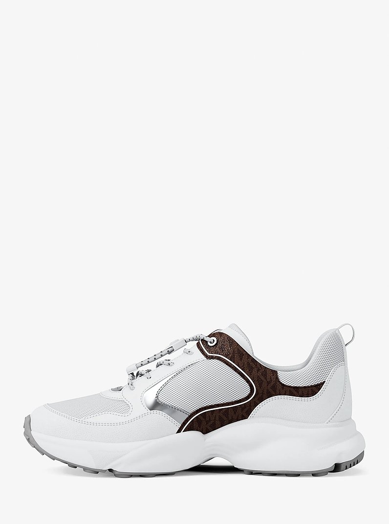 Jett Mixed-Media Trainer in OP WHT/BROWN | Michael Kors
