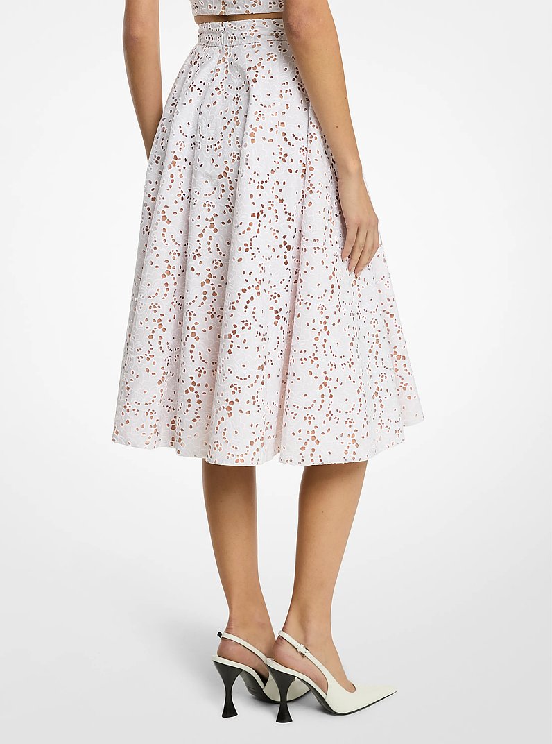 Floral Cotton Eyelet Circle Skirt in OPTIC WHITE | Michael Kors