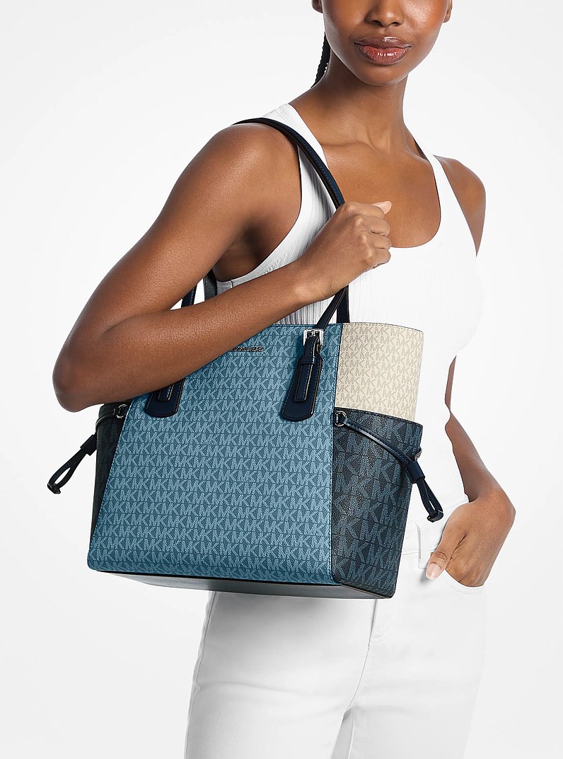 Voyager Large Color-Block Signature Logo Tote Bag